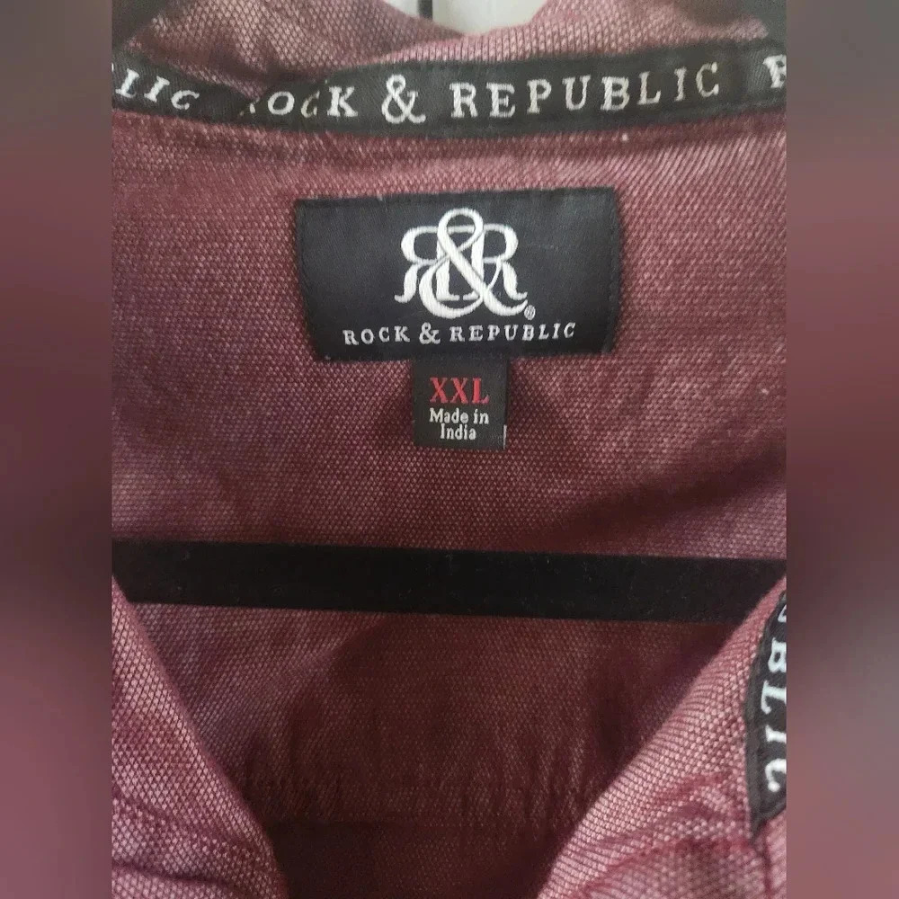 Men's XXL Maroon Rock‎ & Republic Casual Button Shirt - Picture 3 of 3